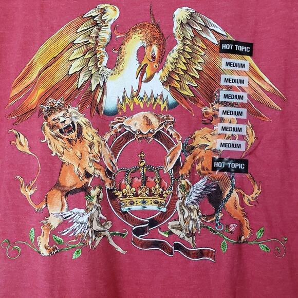 NEW Hot Topic Queen Red Crest Graphic Burnout Logo Short Sleeve T-Shirt - Picture 7 of 8